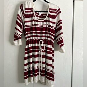 Motherhood Burgundy and White Striped Top